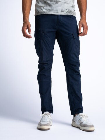 Coupe slim Pantalon cargo Petrol Industries en bleu : devant