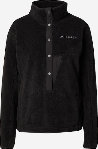 ADIDAS TERREX - Casaco de velo funcional 'Xploric High-Pile-Fleece Pullover' em preto: frente