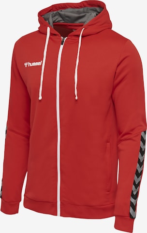 Hummel Athletic Zip-Up Hoodie 'Authentic Poly' in Red