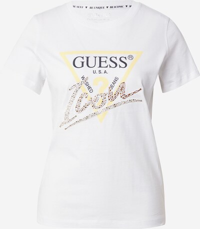GUESS T-shirt i ljusgul / guld / svart / vit, Produktvy