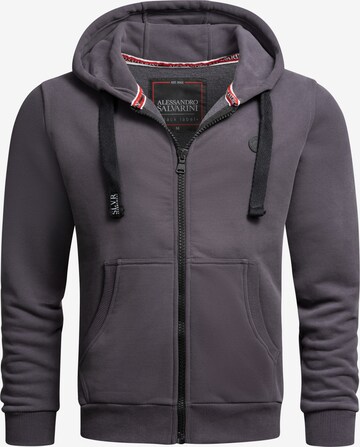 Alessandro Salvarini Zip-Up Hoodie 'Lomborio' in Grey: front