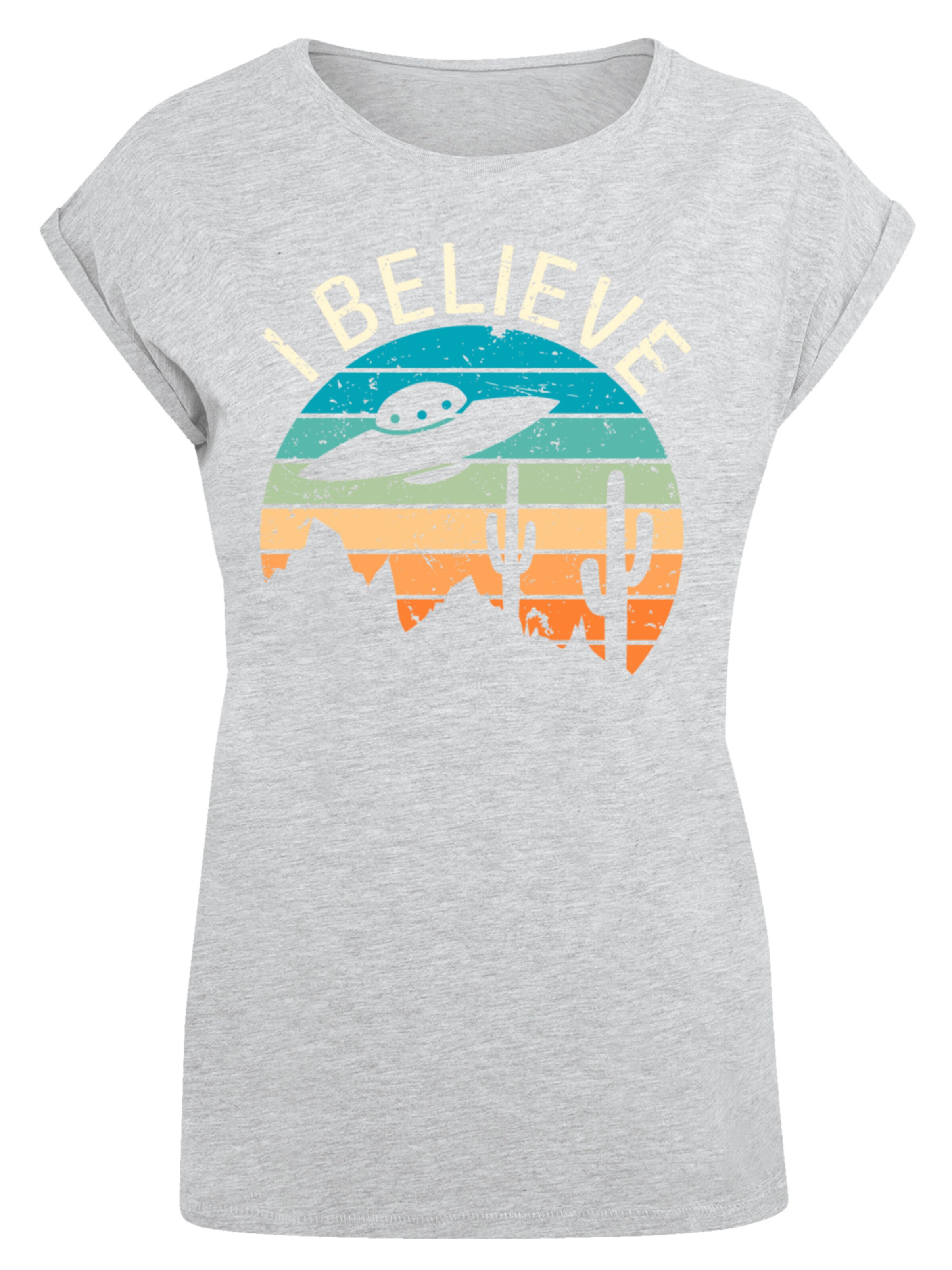 T-shirt 'I Believe UFO Alien Sonnenuntergang' F4NT4STIC en gris : devant