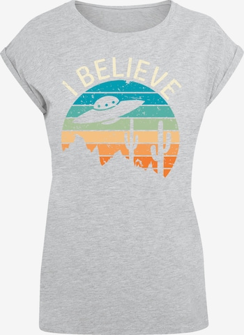 T-shirt 'I Believe UFO Alien Sonnenuntergang' F4NT4STIC en gris : devant