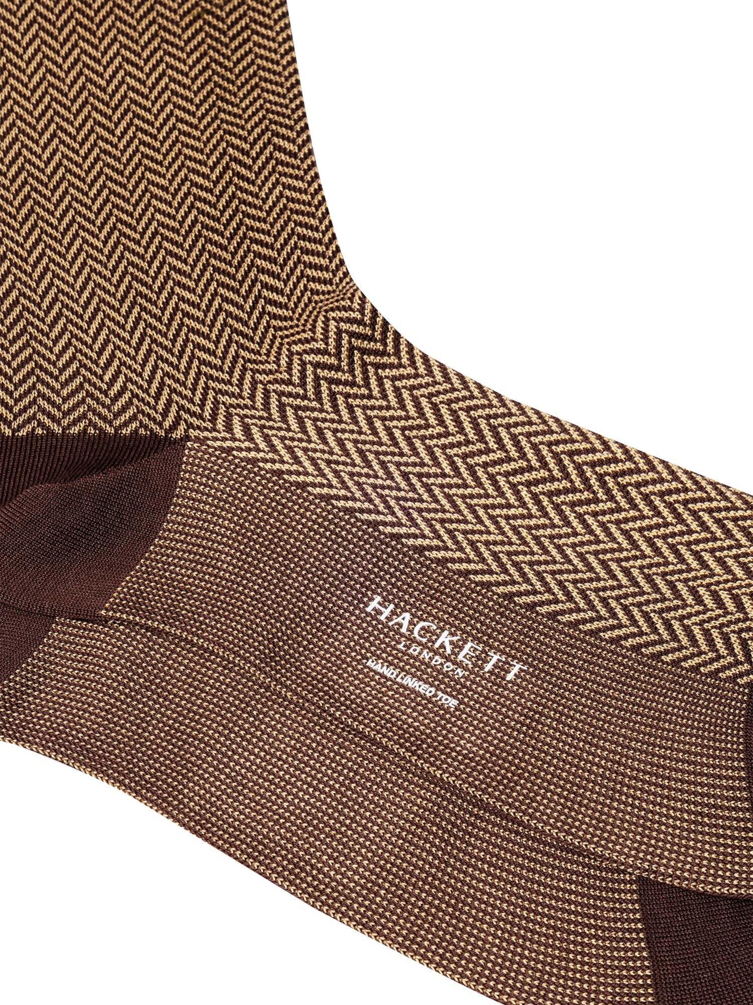Hackett London Socken ' HERRINGBONE ' in Braun