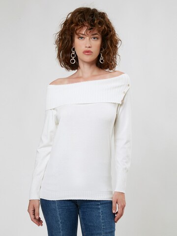 Influencer Пуловер в бяло: отпред