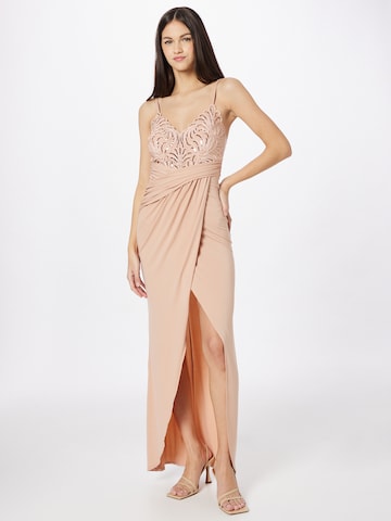 Lipsy Evening Dress in Beige: front