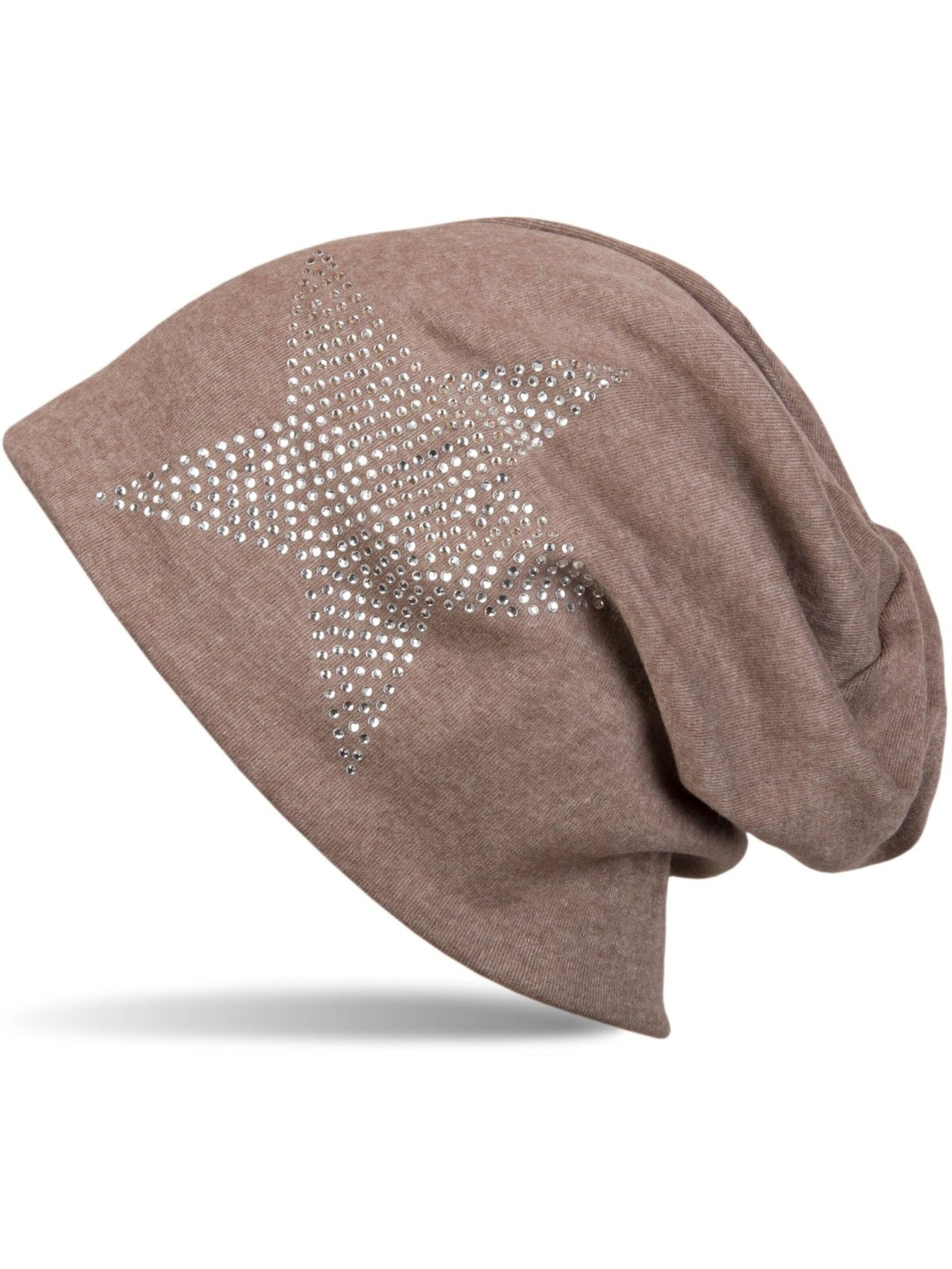 styleBREAKER Mütze 'Warme Beanie Mütze mit Strass Stern'‌‌‌‌‌ in Braun: Vorderseite