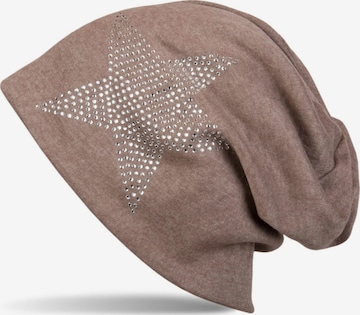 styleBREAKER Mütze 'Warme Beanie Mütze mit Strass Stern' in Braun: Vorderseite
