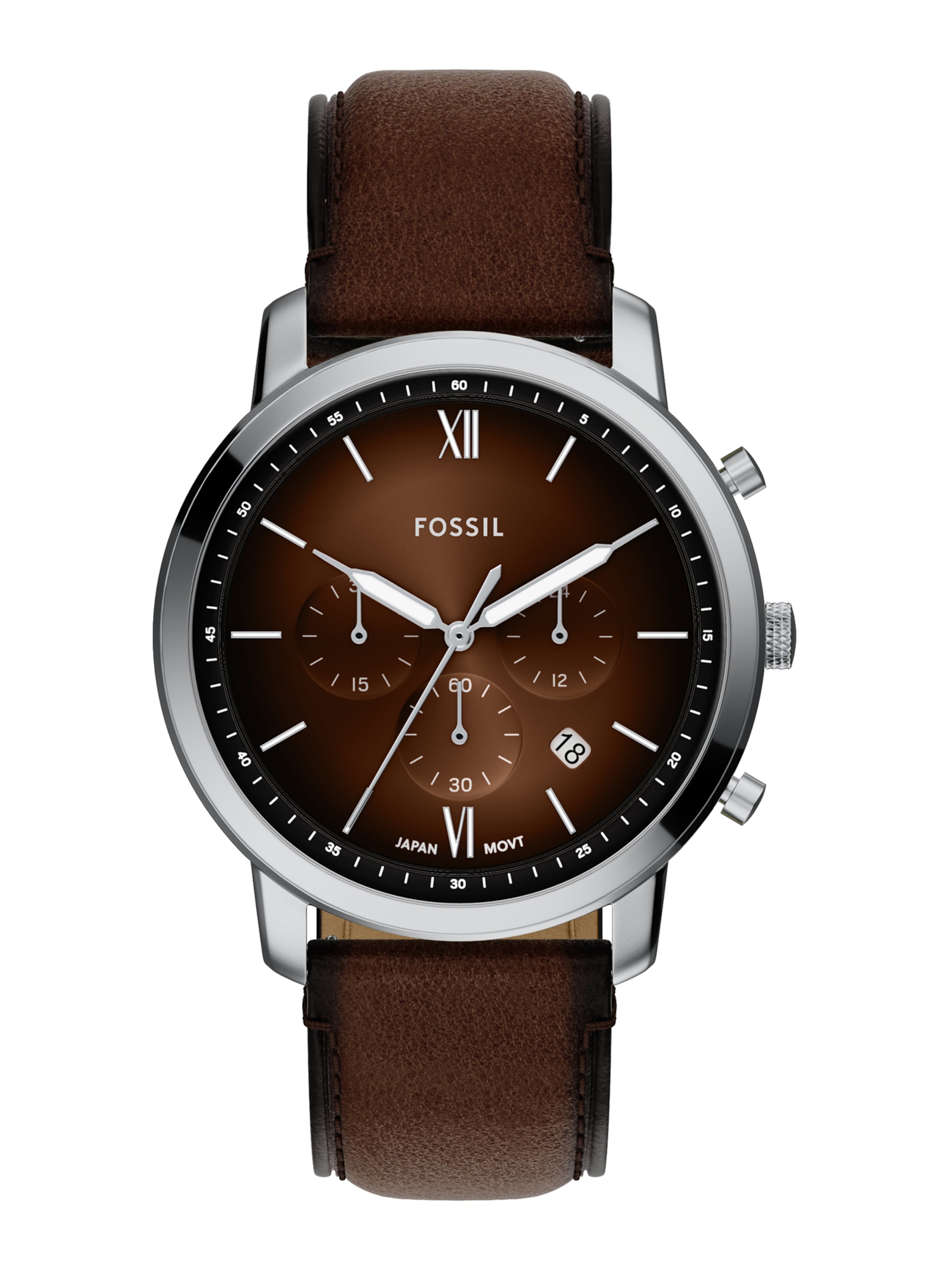 FOSSIL Аналоговые часы в Серебристый: спереди