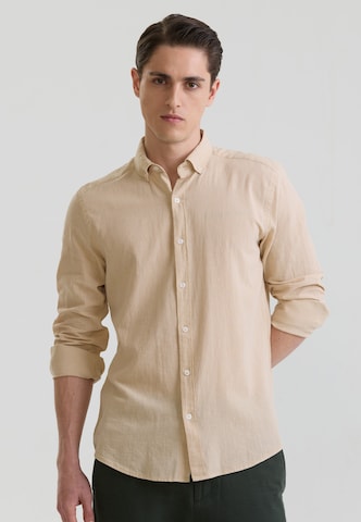 Felix Hardy - Regular Fit Camisa clássica em bege: frente
