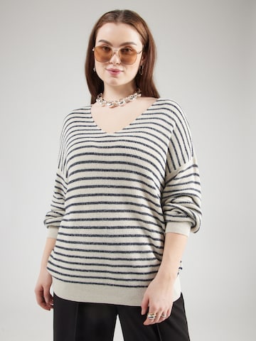 Vero Moda Curve Trui 'VMCNEWLEXSUN' in Beige: voorkant