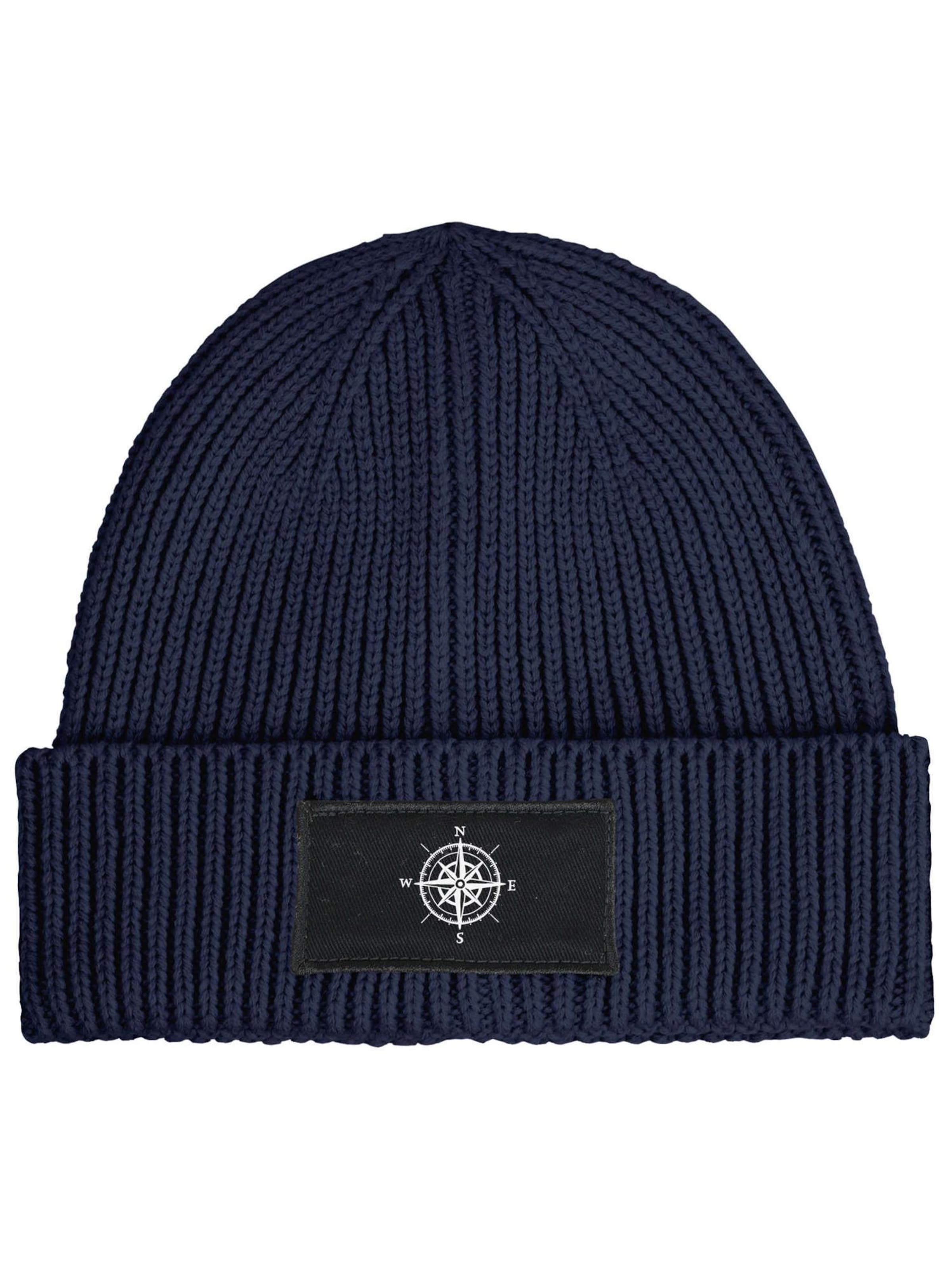 Neverless Beanie 'Kompass' in Blue: front