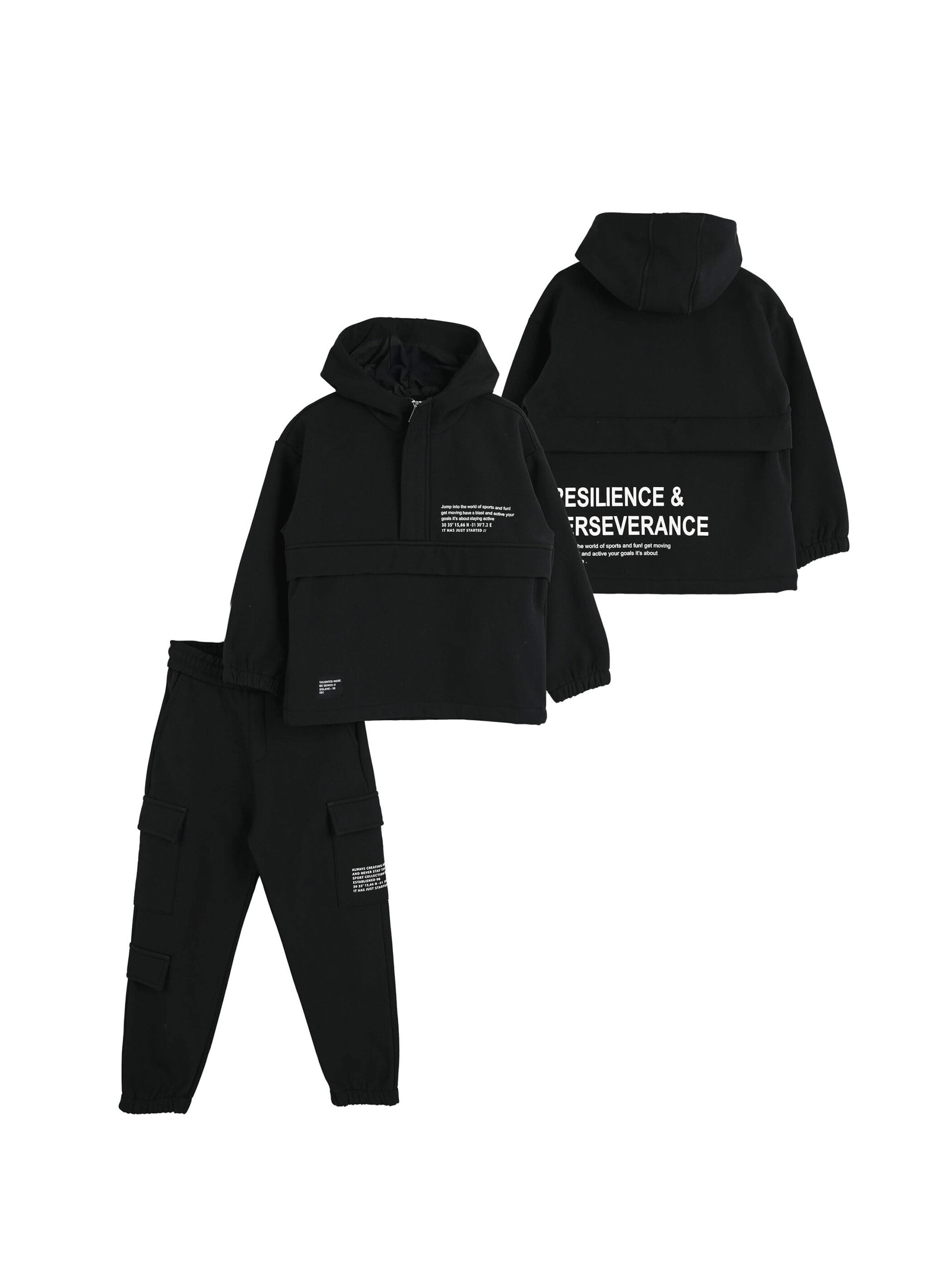 Survêtement Solang en noir : devant