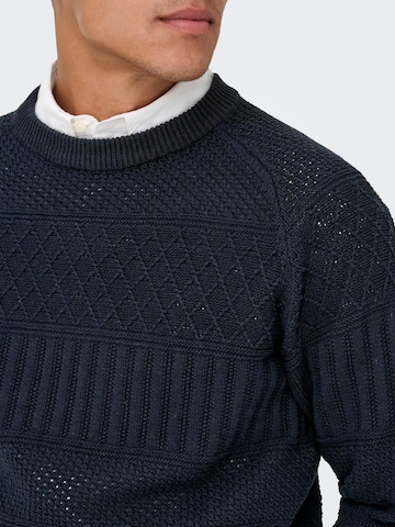 Only & Sons Trui 'alkan' in Blauw