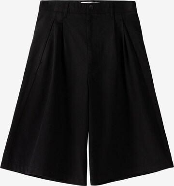 Bershka Широка кройка Панталон с набор в черно: отпред