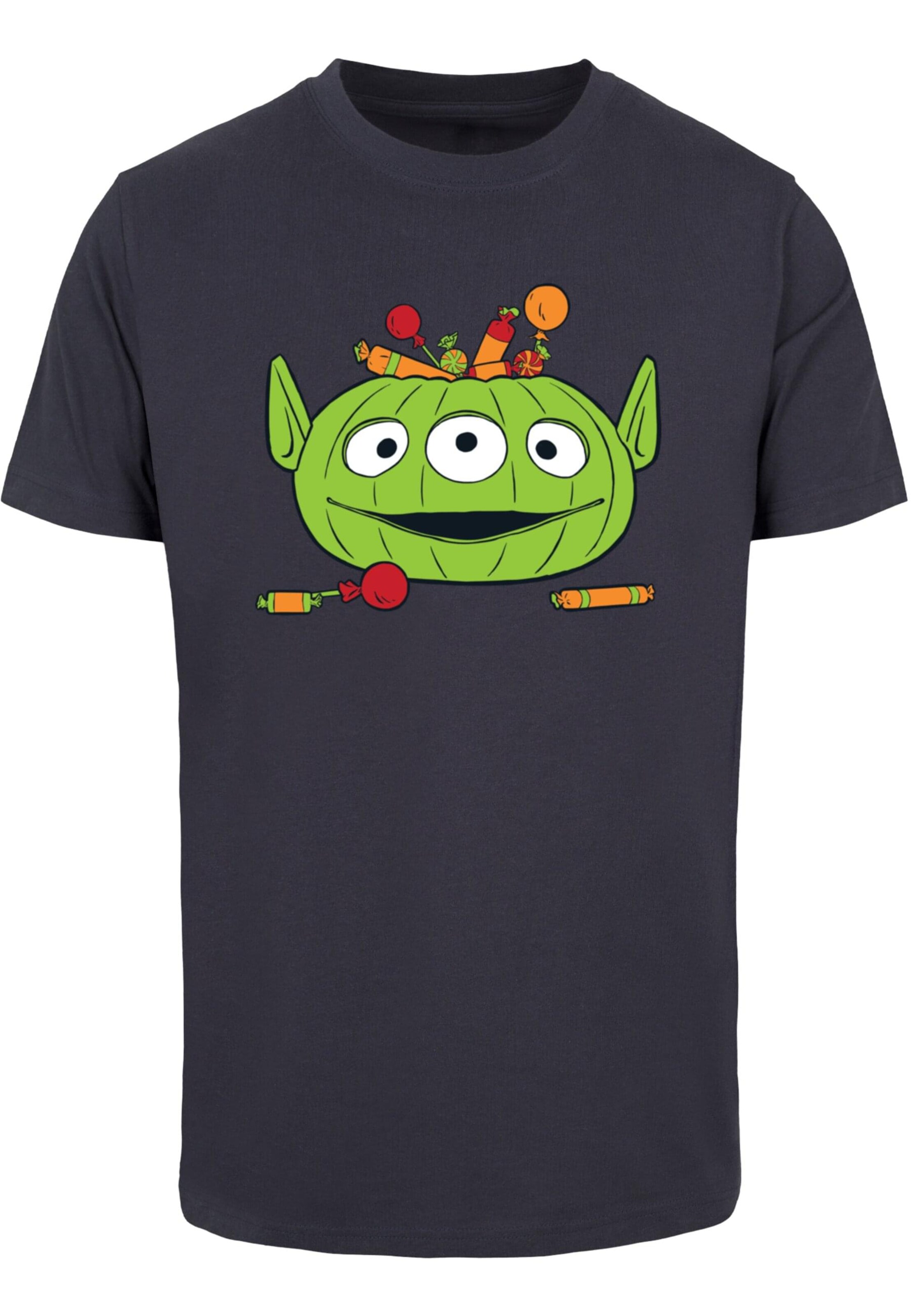 T-Shirt 'Toy Story - Alien Halloween Pumpkin Basket' ABSOLUTE CULT en bleu : devant
