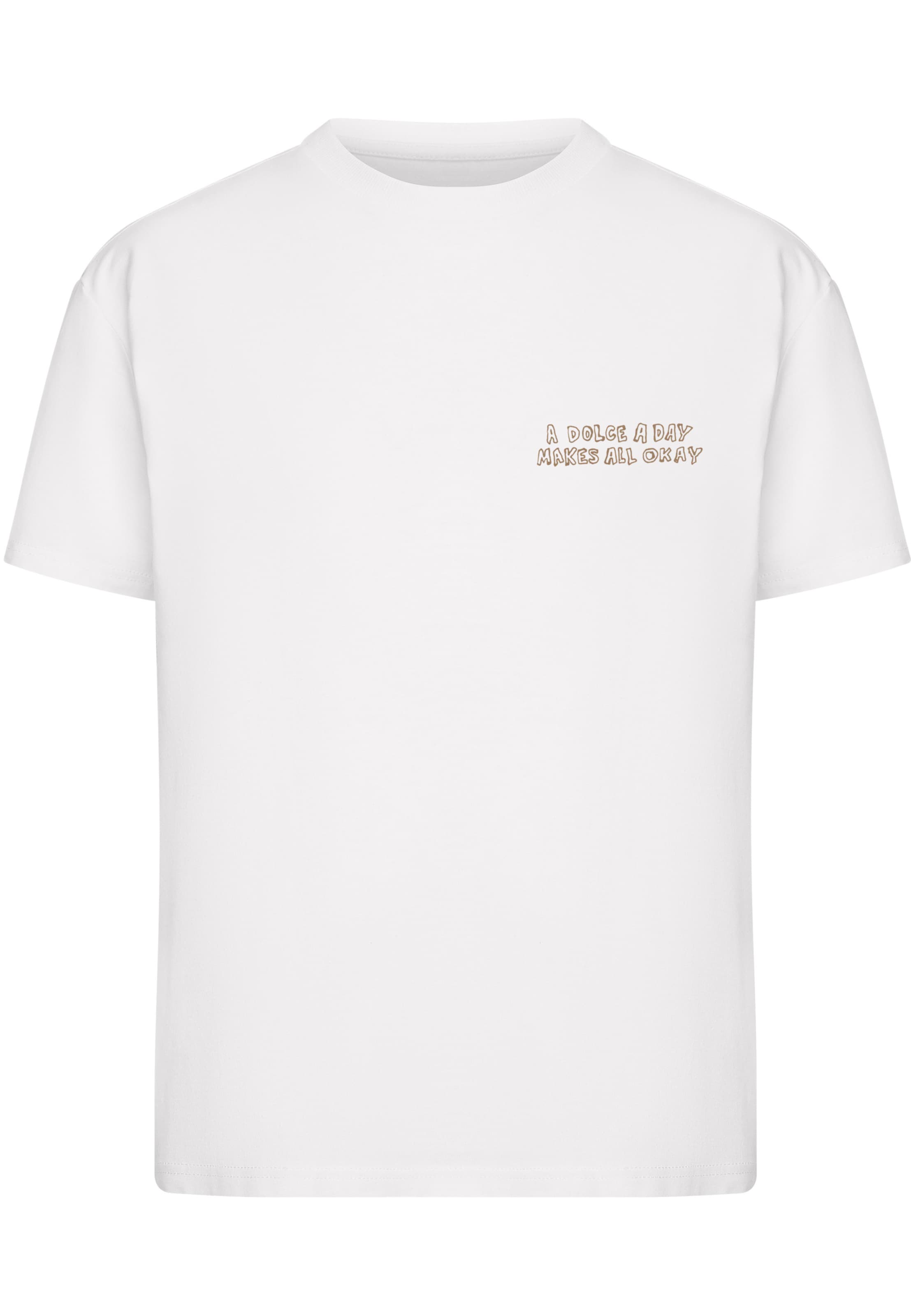 Miss Tee Shirt 'A Dolce A Day Makes All Okay' in Wit: voorkant