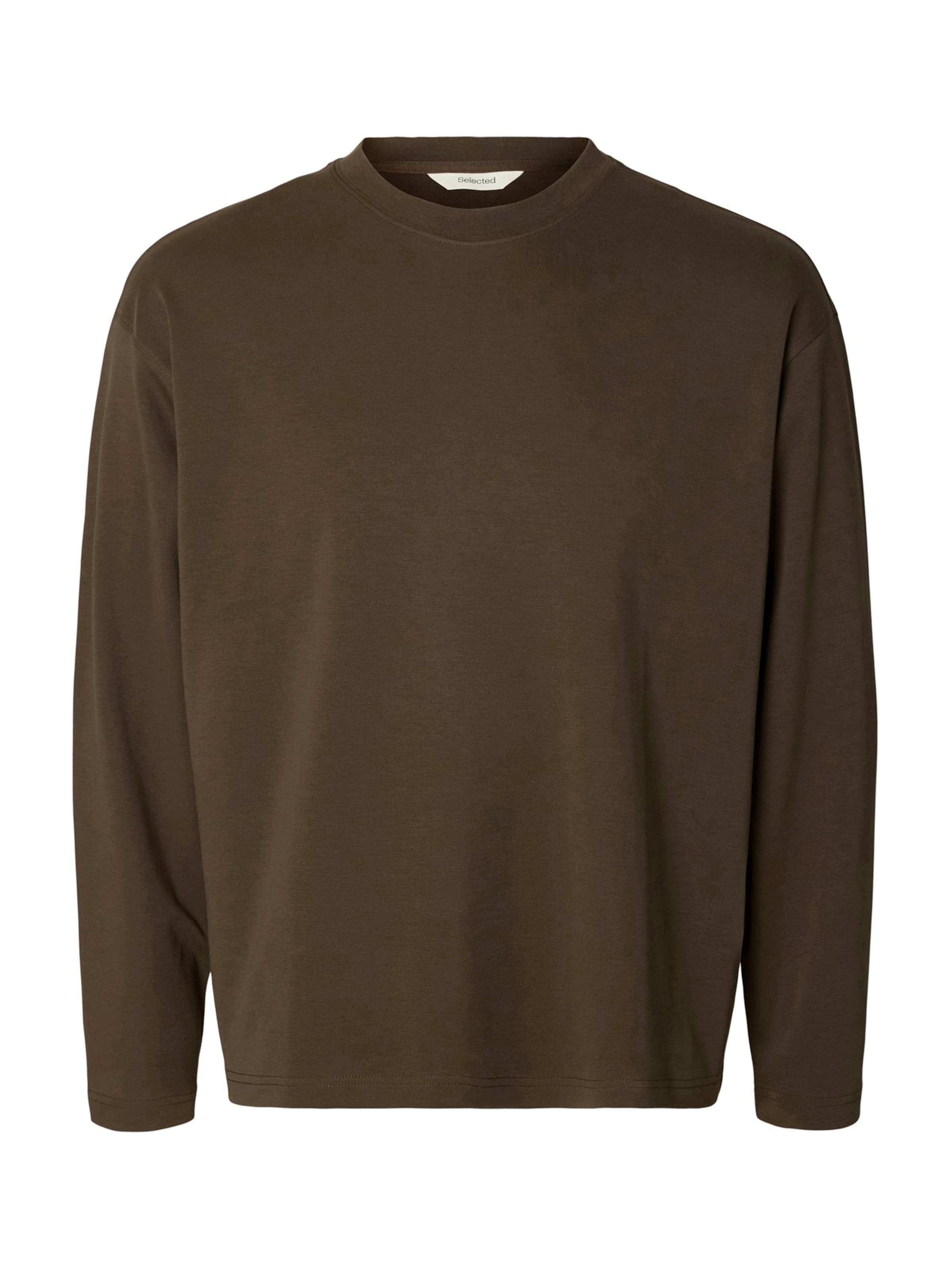 SELECTED - Camiseta 'SLMTAJ' en marrón: frente