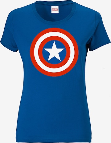 LOGOSHIRT Shirt 'Captain America' in Blauw: voorkant