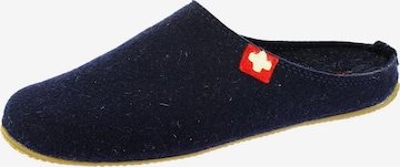 Living Kitzbühel Hausschuh 'Filz - Schweizer Kreuz' in Blau: Vorderseite