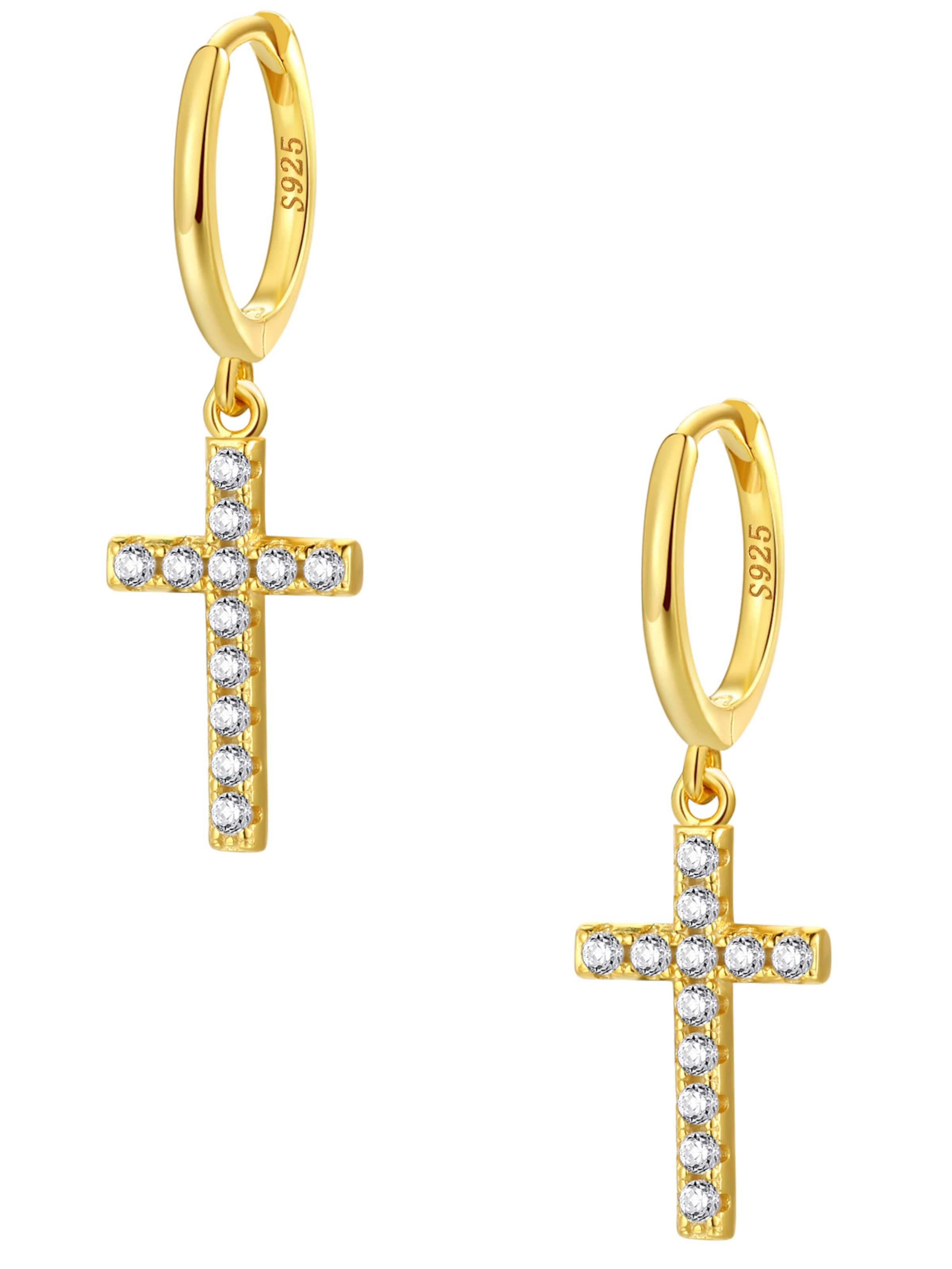 Hey Happiness Ohrringe 'Kreuz'‌‌‌‌‌ in Gold: Vorderseite