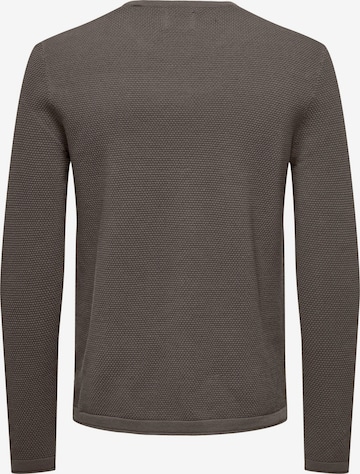 Only & Sons Regular Fit Pullover 'Panter' in Braun