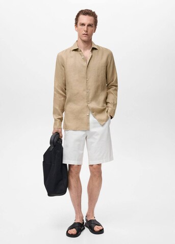 MANGO MAN Regular fit Button Up Shirt 'Tucan' in Beige