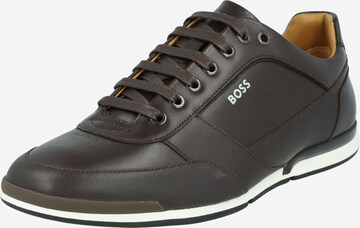BOSS Black Athletic Lace-Up Shoes 'Saturn' in Brown: front