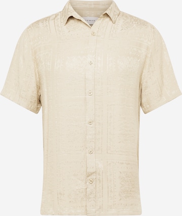 TOPMAN Regular fit Button Up Shirt in Beige: front