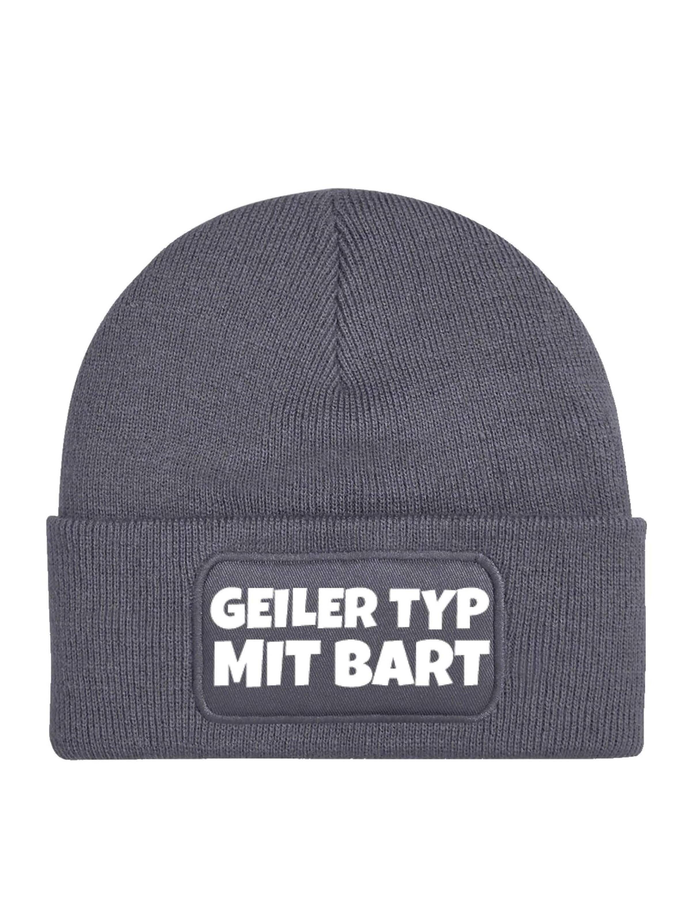 Youth Designz Mütze 'Geiler Typ mit Bart'‌‌‌‌‌‌‌‌ in Grau: Vorderseite