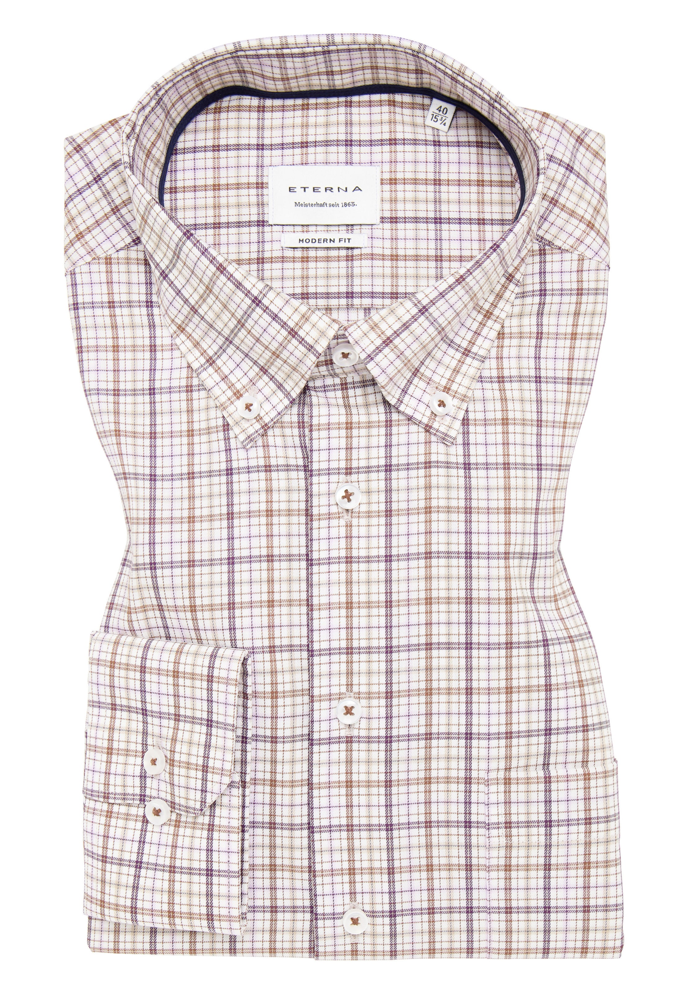 ETERNA Regular fit Business shirt in Brown: front