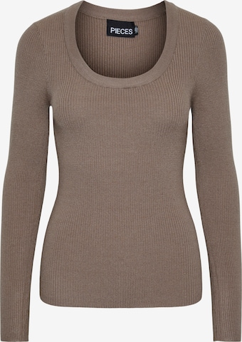 Pull-over PIECES en marron : devant