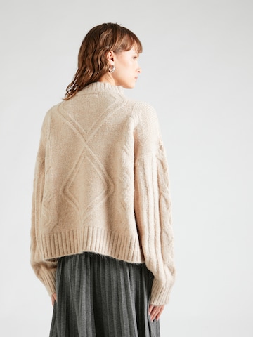 Warehouse Sweater 'Cable Funnel' in Beige