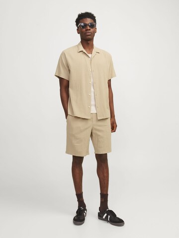 JACK & JONES Comfort fit Button Up Shirt 'JORLuke' in Beige