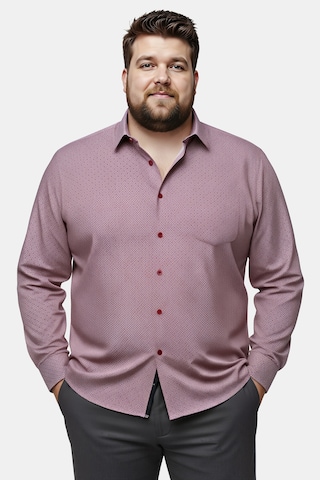 Men Plus Comfort fit Overhemd in Rood: voorkant