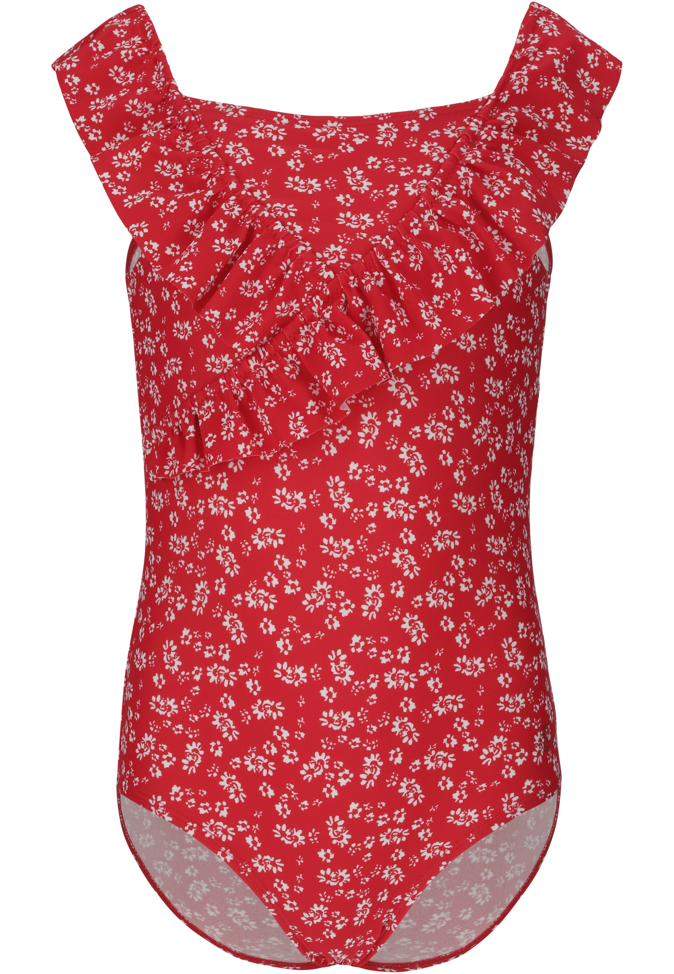 ZigZag Swimsuit 'Tropical' in Red: front