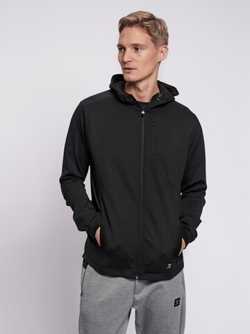 Hummel Athletic Zip-Up Hoodie in Black: front