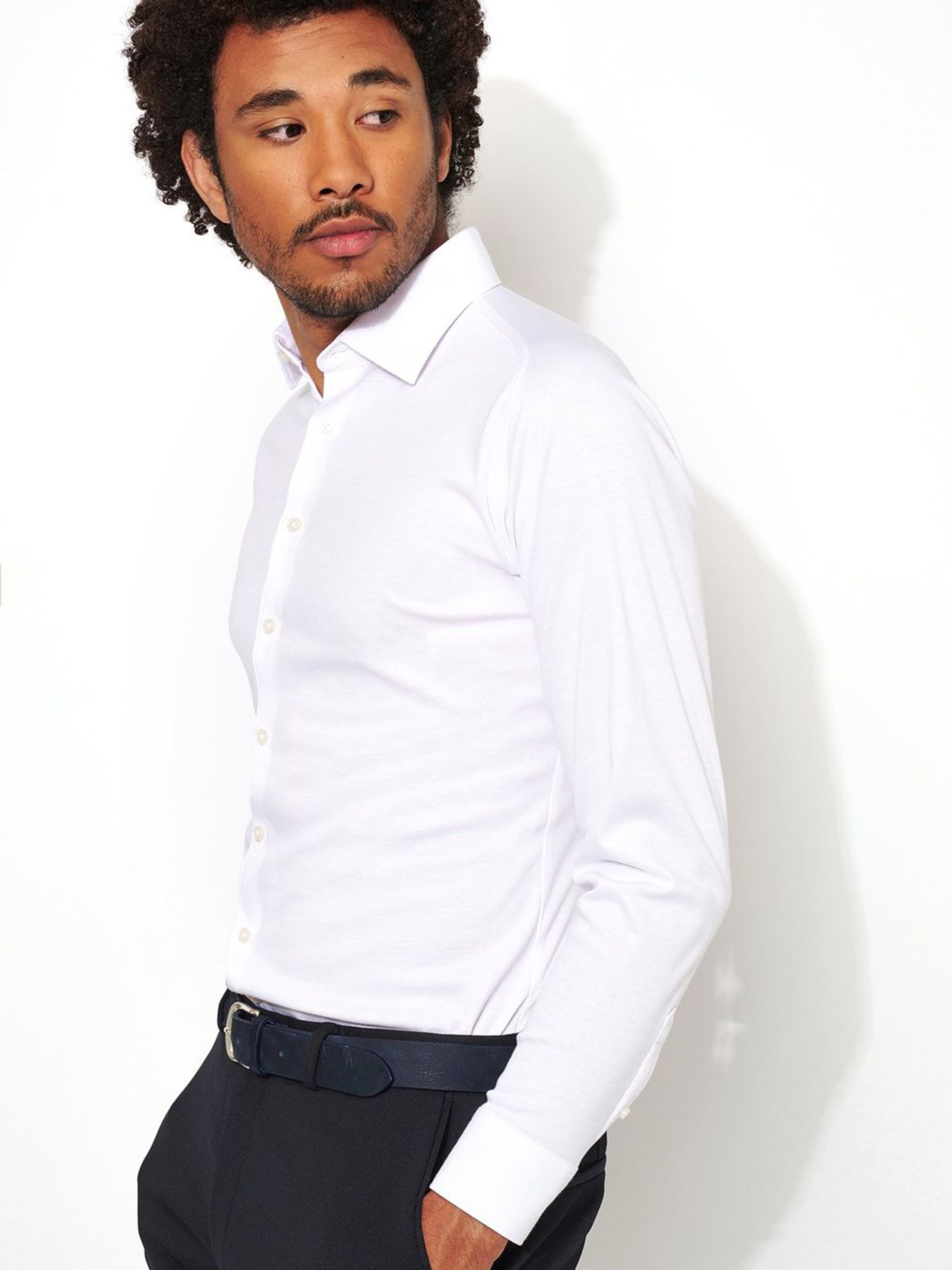 DESOTO Slim fit Button Up Shirt 'Kent' in White: front