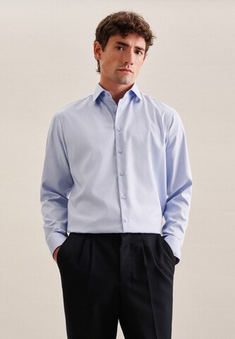 SEIDENSTICKER - Regular Fit Camisa clássica 'Regular' em azul: frente