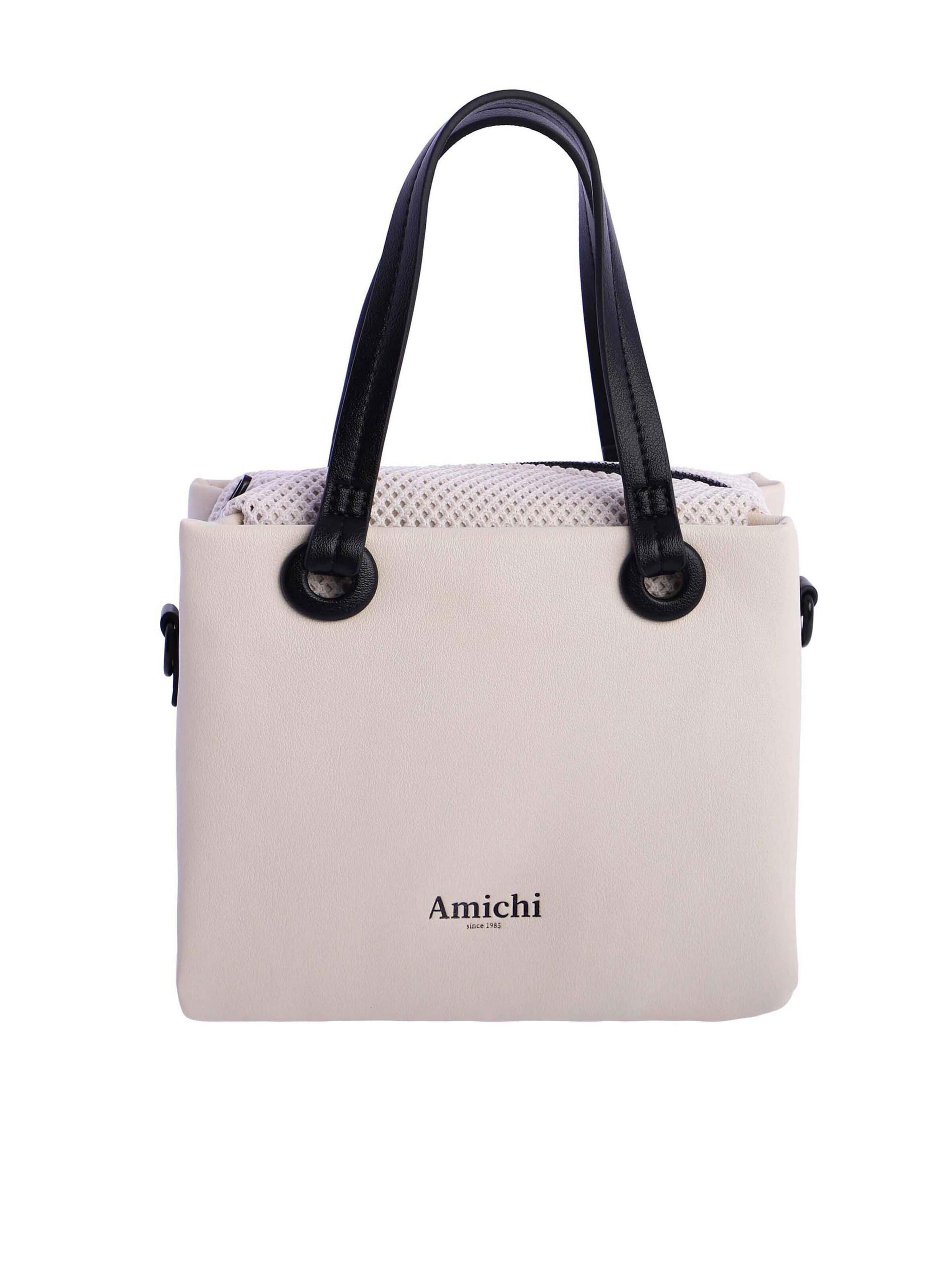 Amichi - Bolso de mano 'Bolso de mano para mujer Maui de piel sintética con cremallera' en blanco: frente