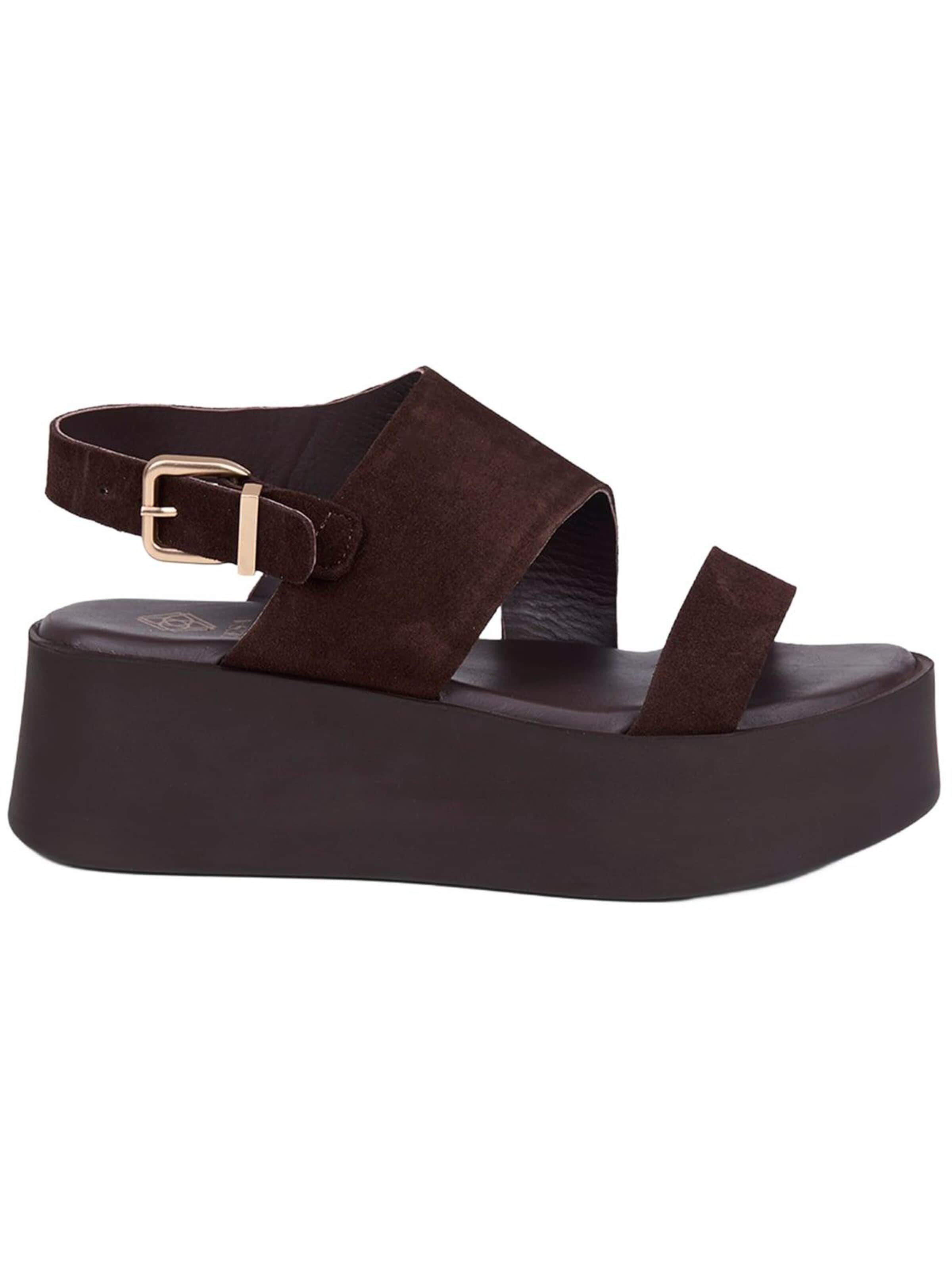 Desa T-bar sandals 'Keilsandalen' in Brown
