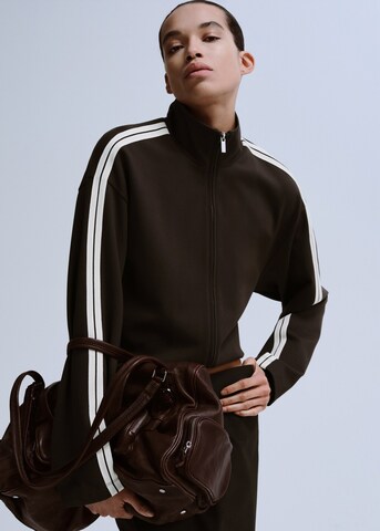 MANGO Zip-Up Hoodie 'Tri' in Brown: front