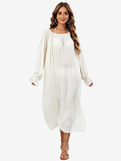 KoJooin Kleid 'Maxikleid mit Rundhalsausschnitt, tiefem V-Ausschnitt und offenem Rücken, ideal als Bikini-Cover-Up'‌‌ in 38-40 in weiß, Produktansicht