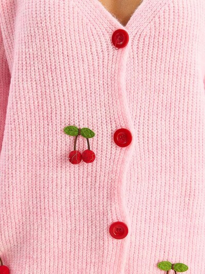 Bianco Lucci Knit Cardigan in Green / Rose / Red, Item view