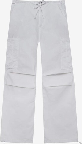 Wide Leg Pantalon cargo Pull&Bear en blanc : devant
