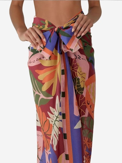 Hiccup Strandtuch in dunkelgrün / dunkellila / orange / puder, Produktansicht