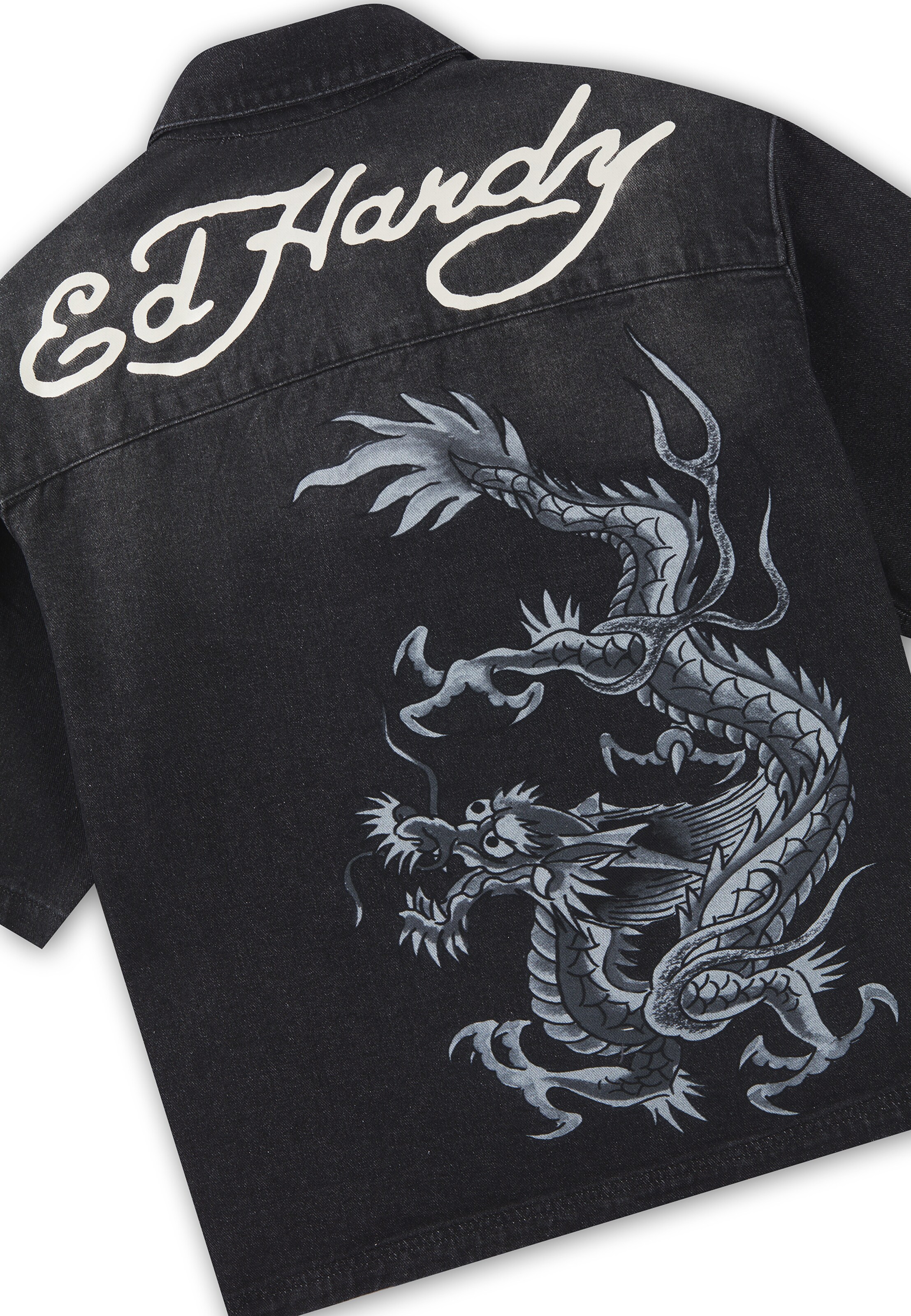 Fit confort Chemise 'Tonal Dragon' Ed Hardy en noir