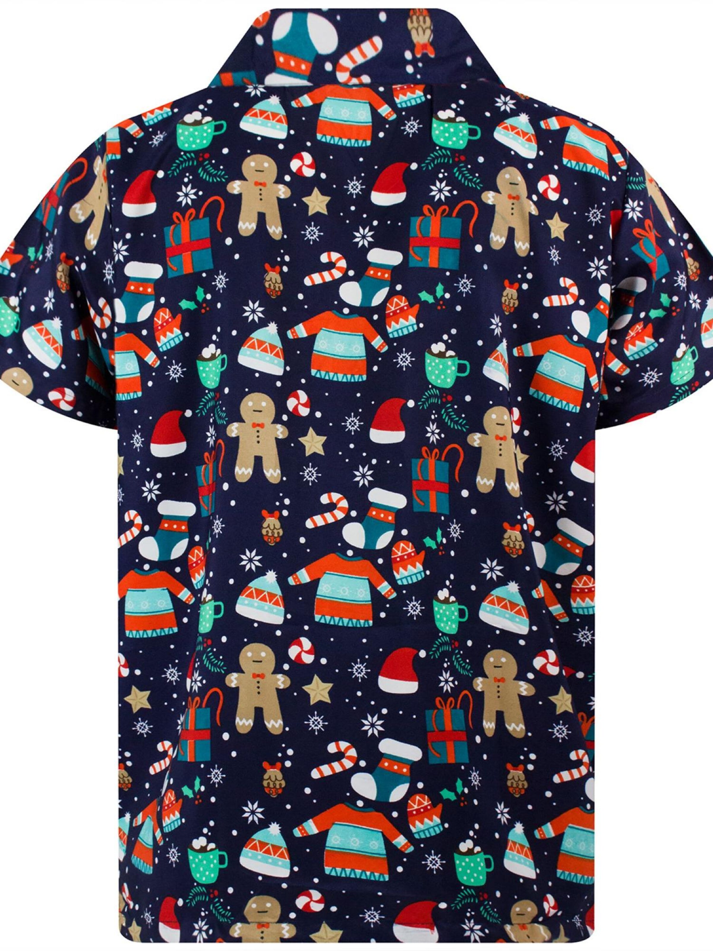 King Kameha Regular Fit Hemd 'Christmas Gingerbread'‌‌ in Blau