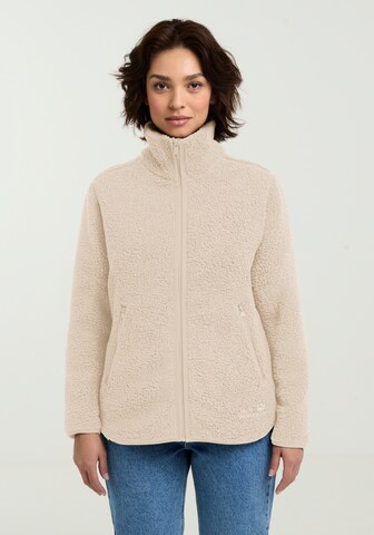 JACK WOLFSKIN Athletic fleece jacket in Beige: front