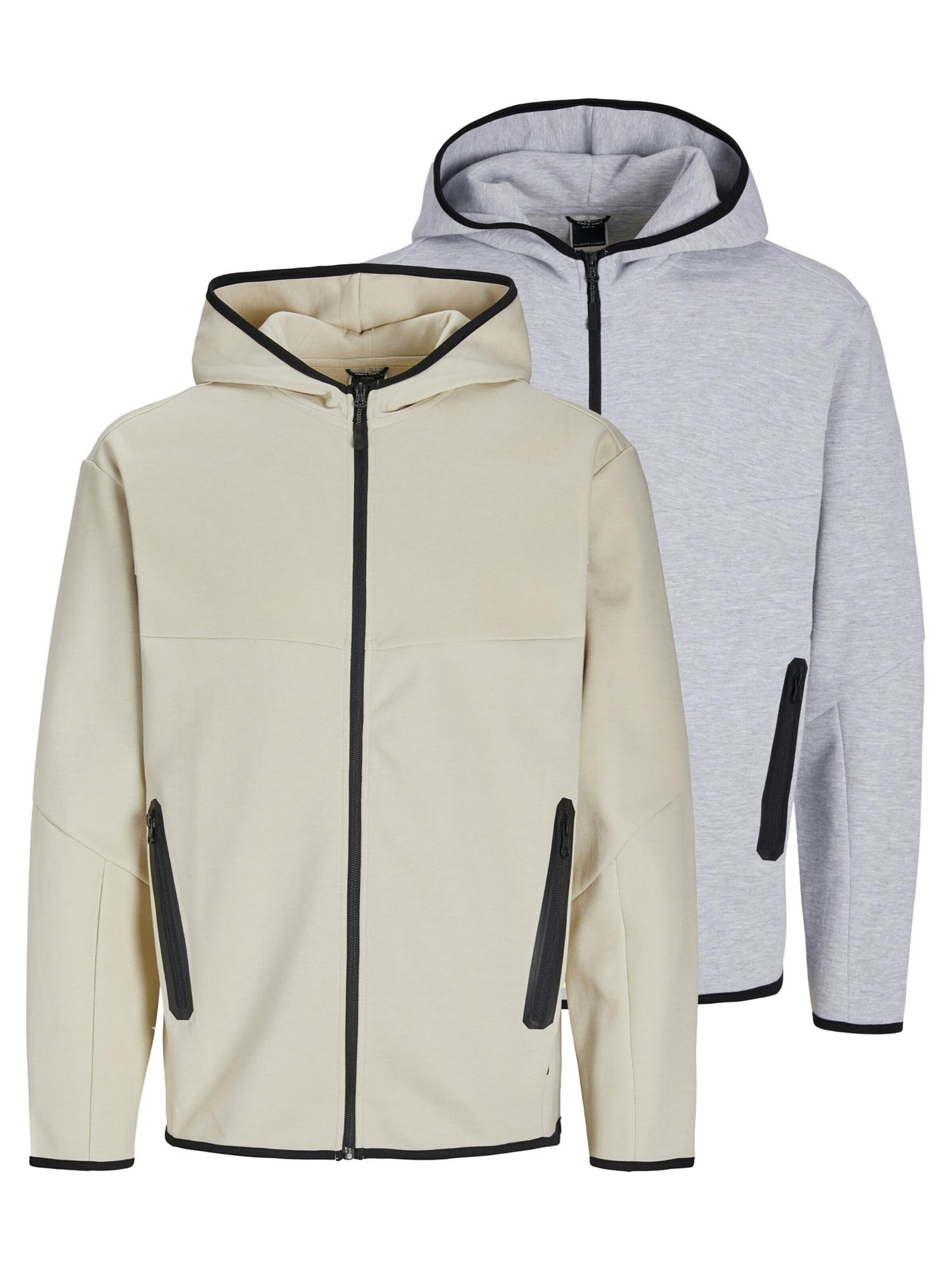 JACK & JONES Sweat jacket 'Fusion' in Grey: front